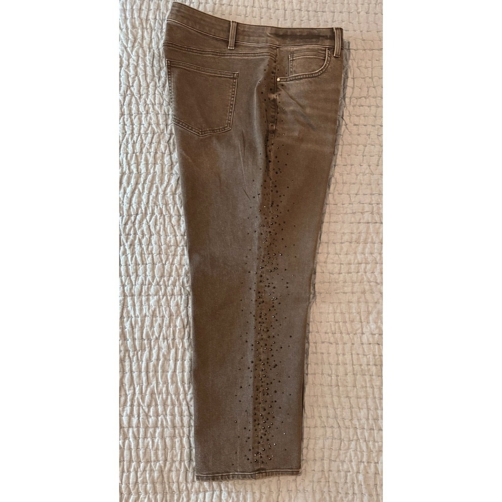 Talbots High Waist Relaxed Jeans Size 16WP Embellished Black Denim Straight Leg - Picture 5 of 16